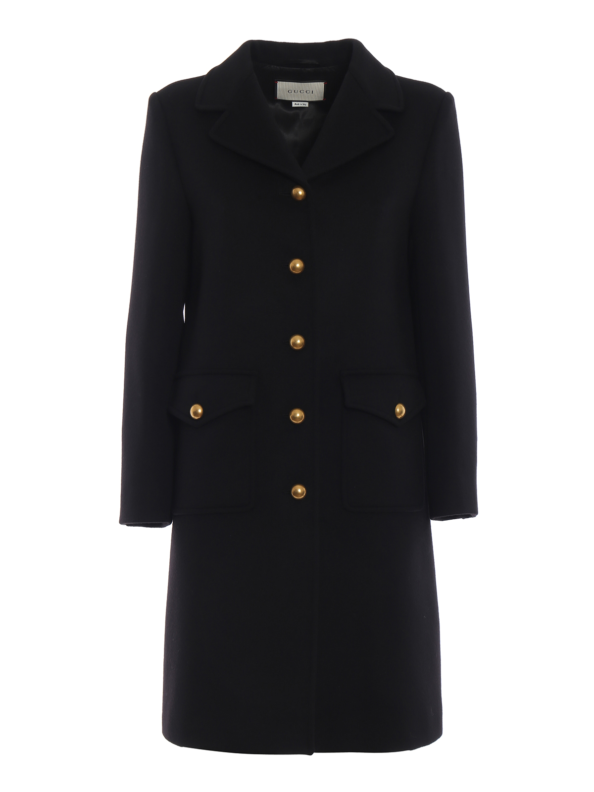 Knee length coats Gucci - GG martingale wool coat with gold buttons ...
