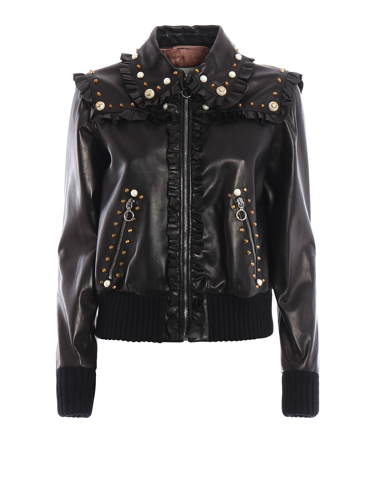Leather jacket Gucci - Leather studded bomber - 433922XN3361000
