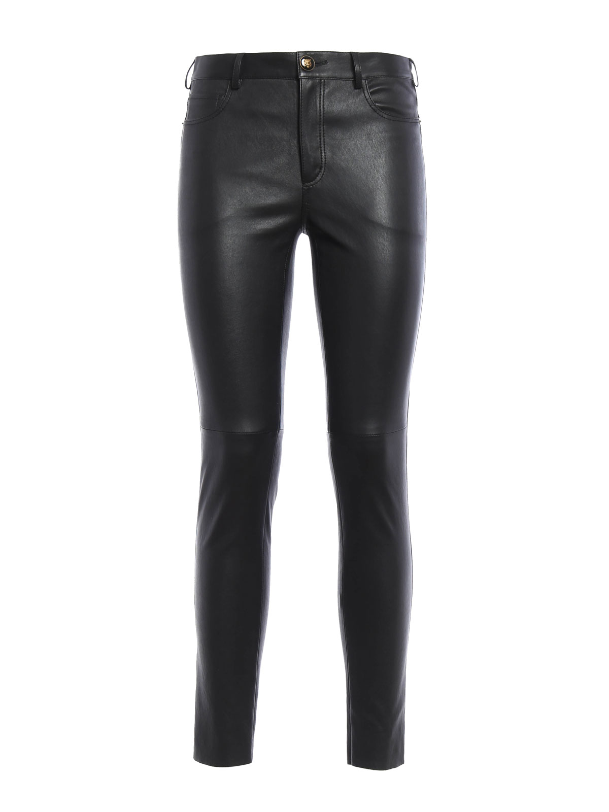 Gucci - Embroidered leather leggings 