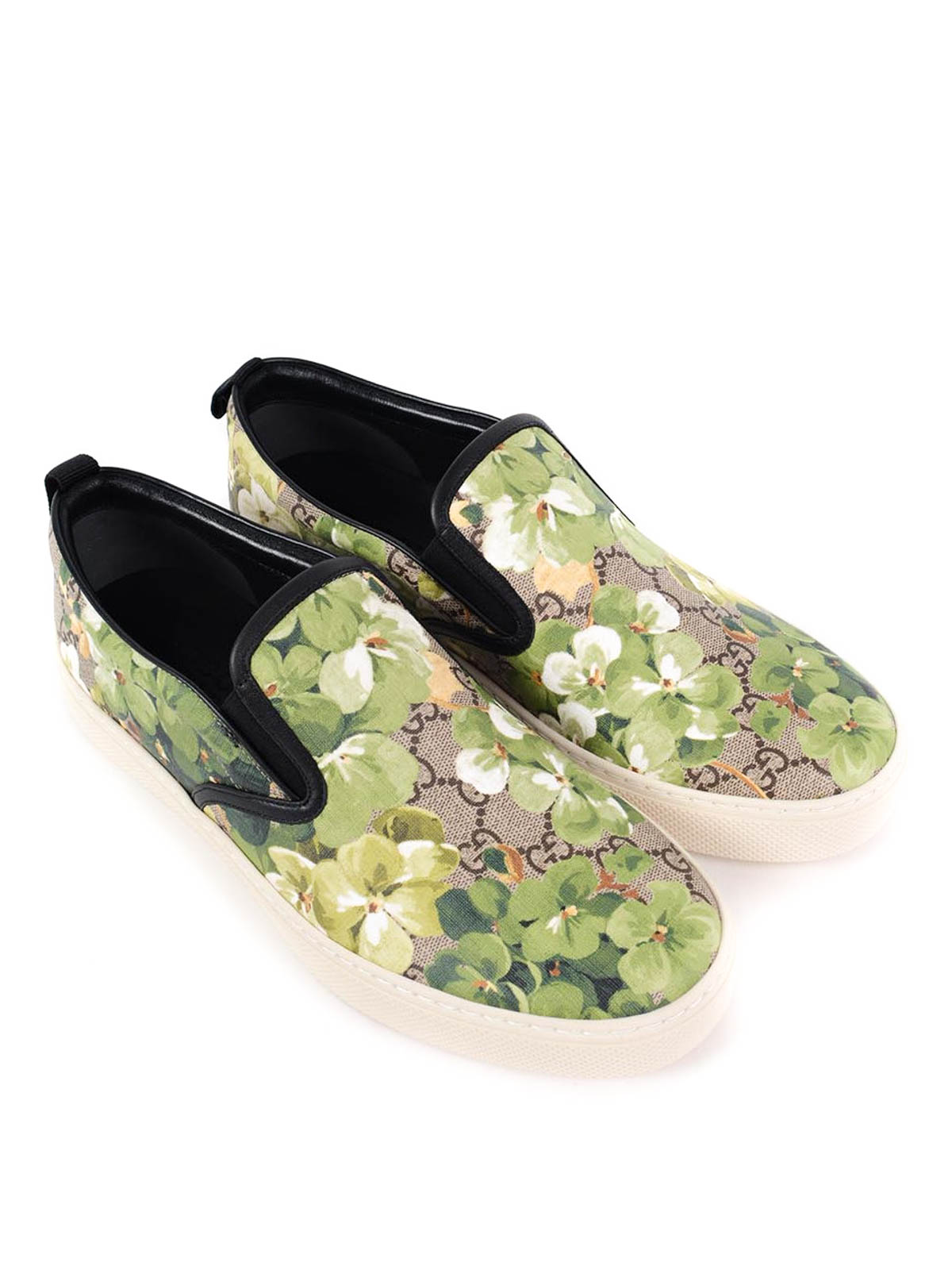 Gucci - Blooms print canvas slip-ons 