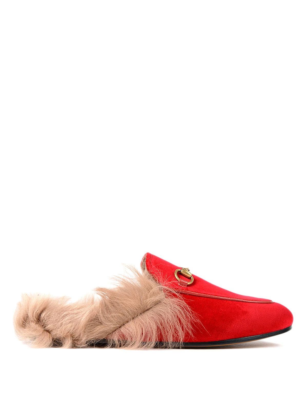 Gucci - Princetown red velvet slippers 