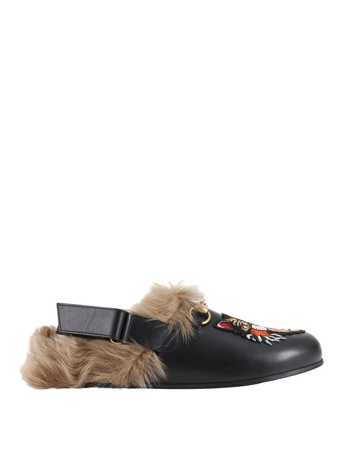 gesture semester Word Mules shoes Gucci - Angry cat fur trim leather slippers - 473494DS9101076