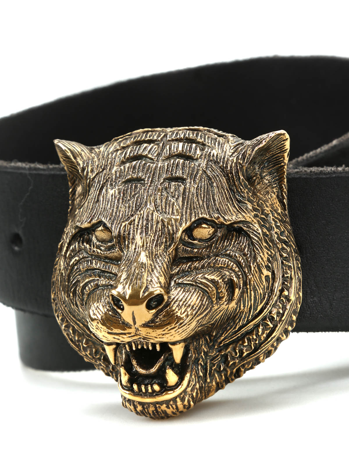 Gucci - Feline buckle leather belt - belts - 409420 CVE0T 1000 | 0