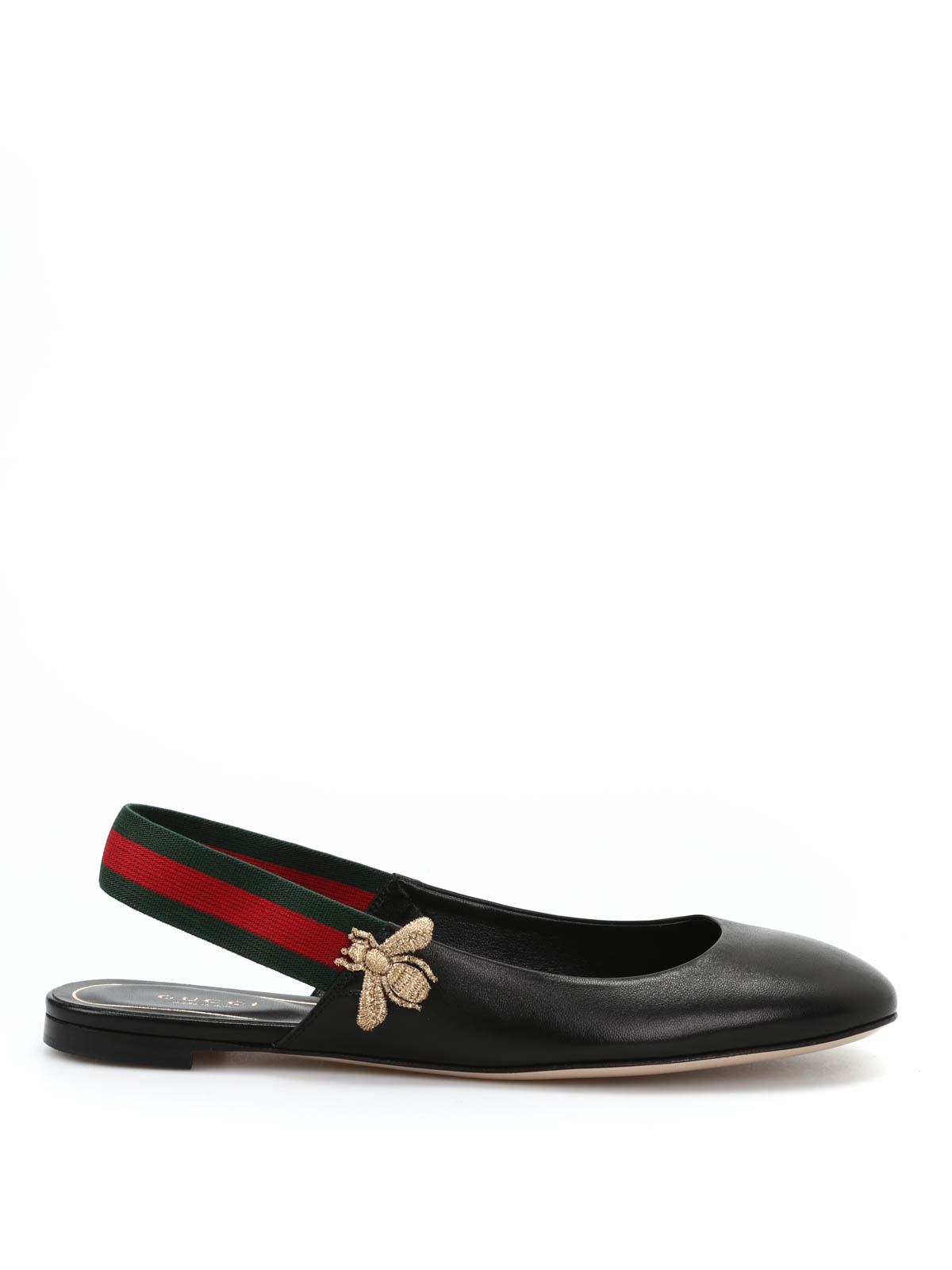 Flat shoes Gucci - Leather flats with elastic band - 414975BTRF01060