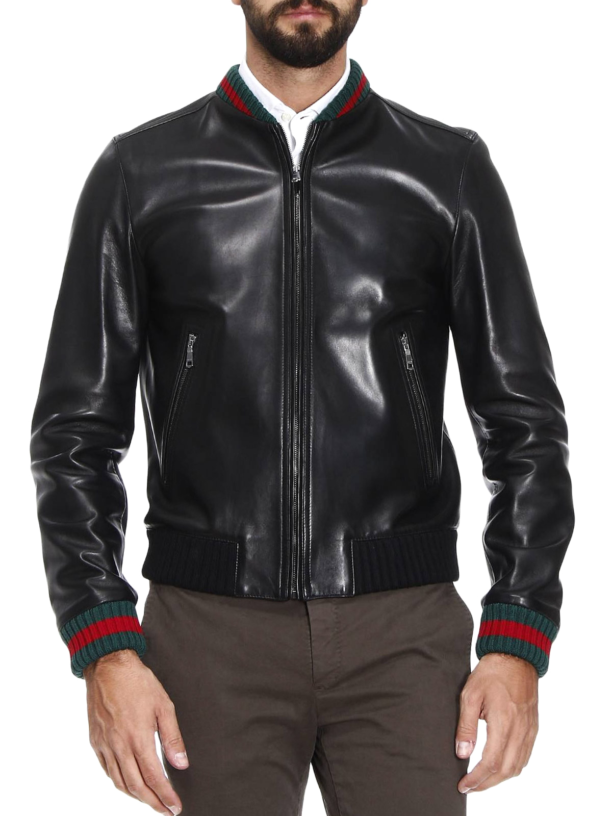 gucci leather bomber jacket