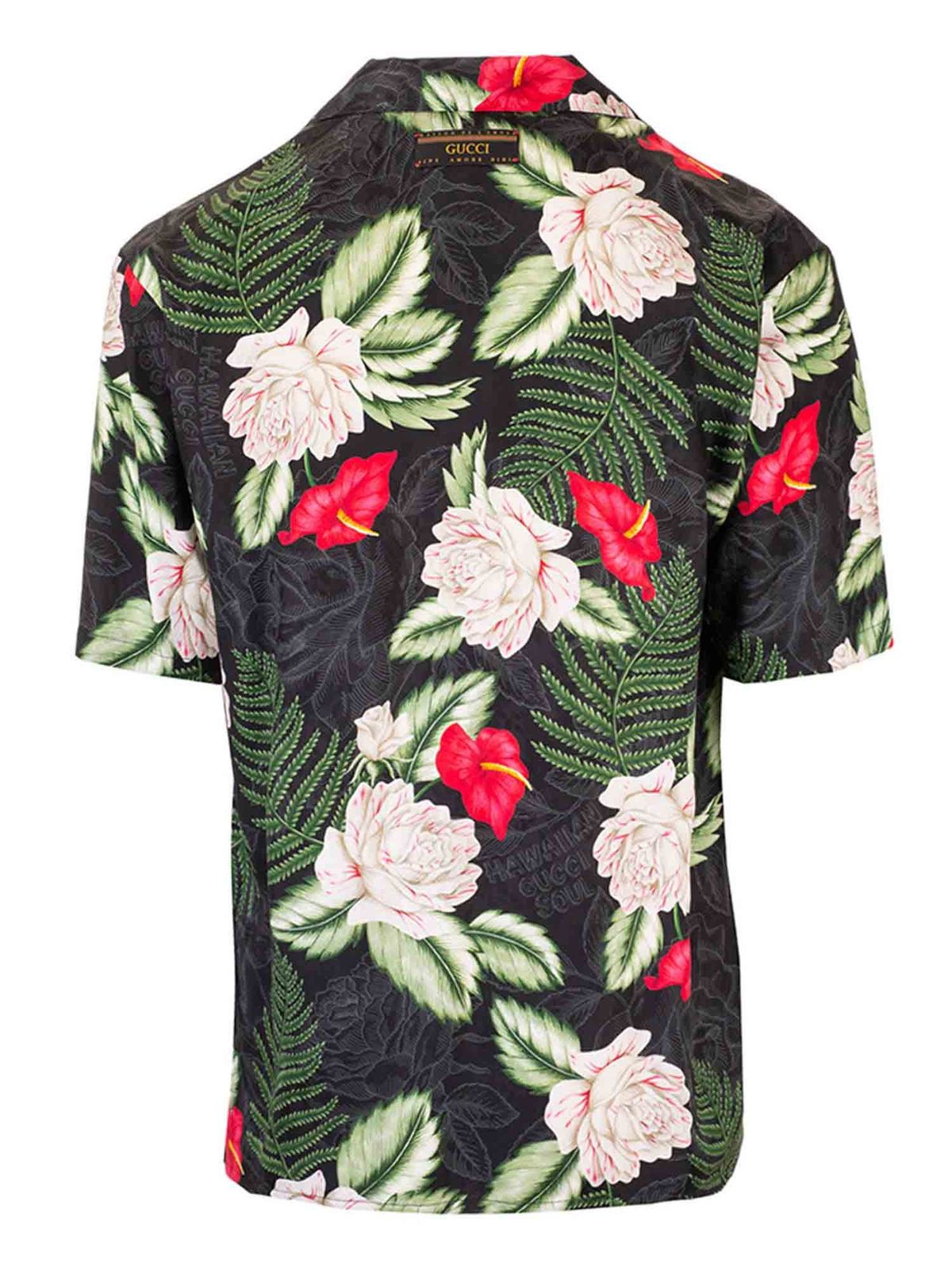Gucci - Hawaiian print bowling shirt in green - shirts - 624524ZAEMQ1030