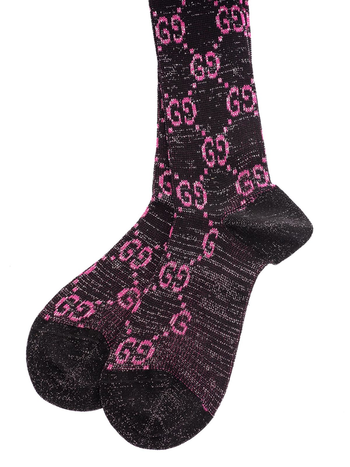 Socks Gucci - GG knee socks in black and pink - 4765253G1991072