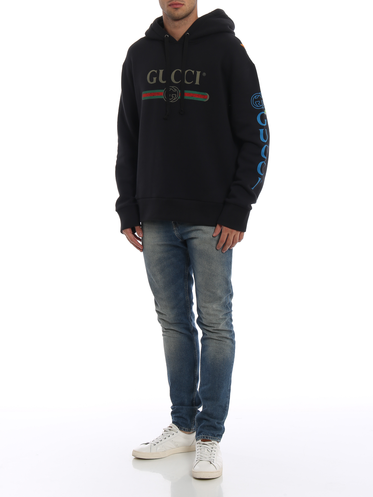 klap lejlighed Due Sweatshirts & Sweaters Gucci - Embroidered dragon blue cotton hoodie -  475374X9V461286