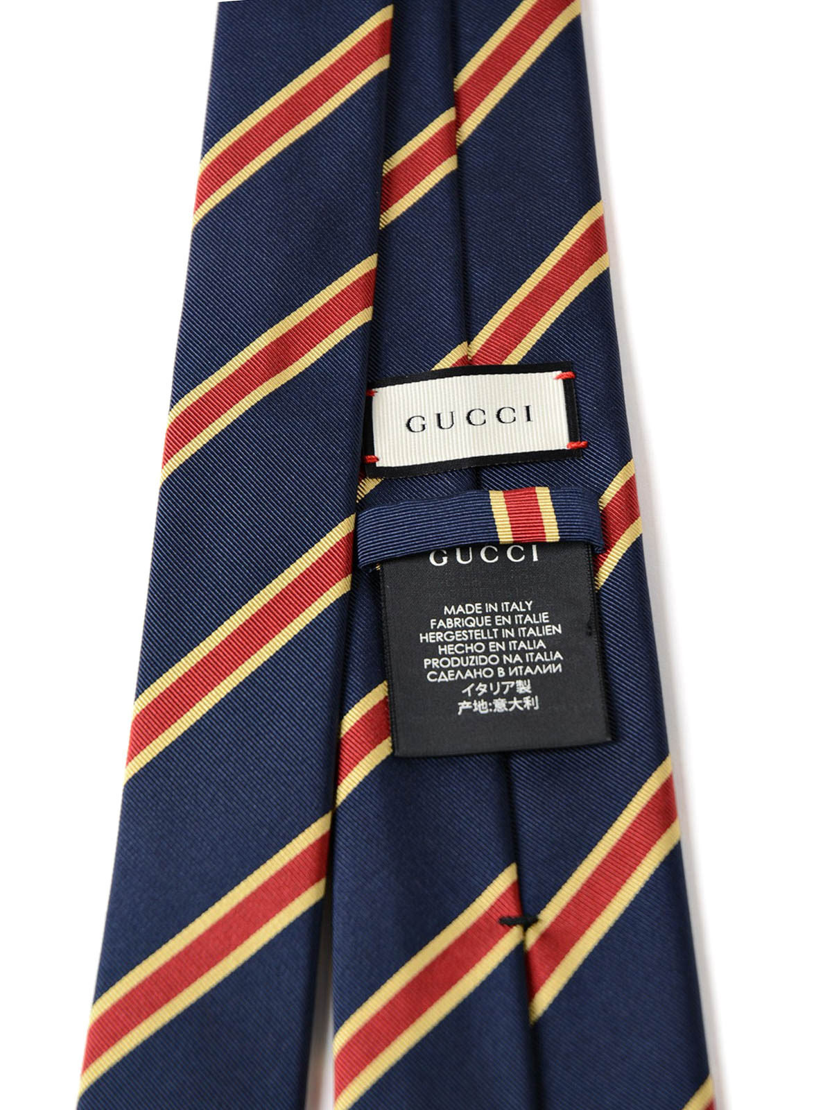 Gucci - Striped blue silk cotton tie 