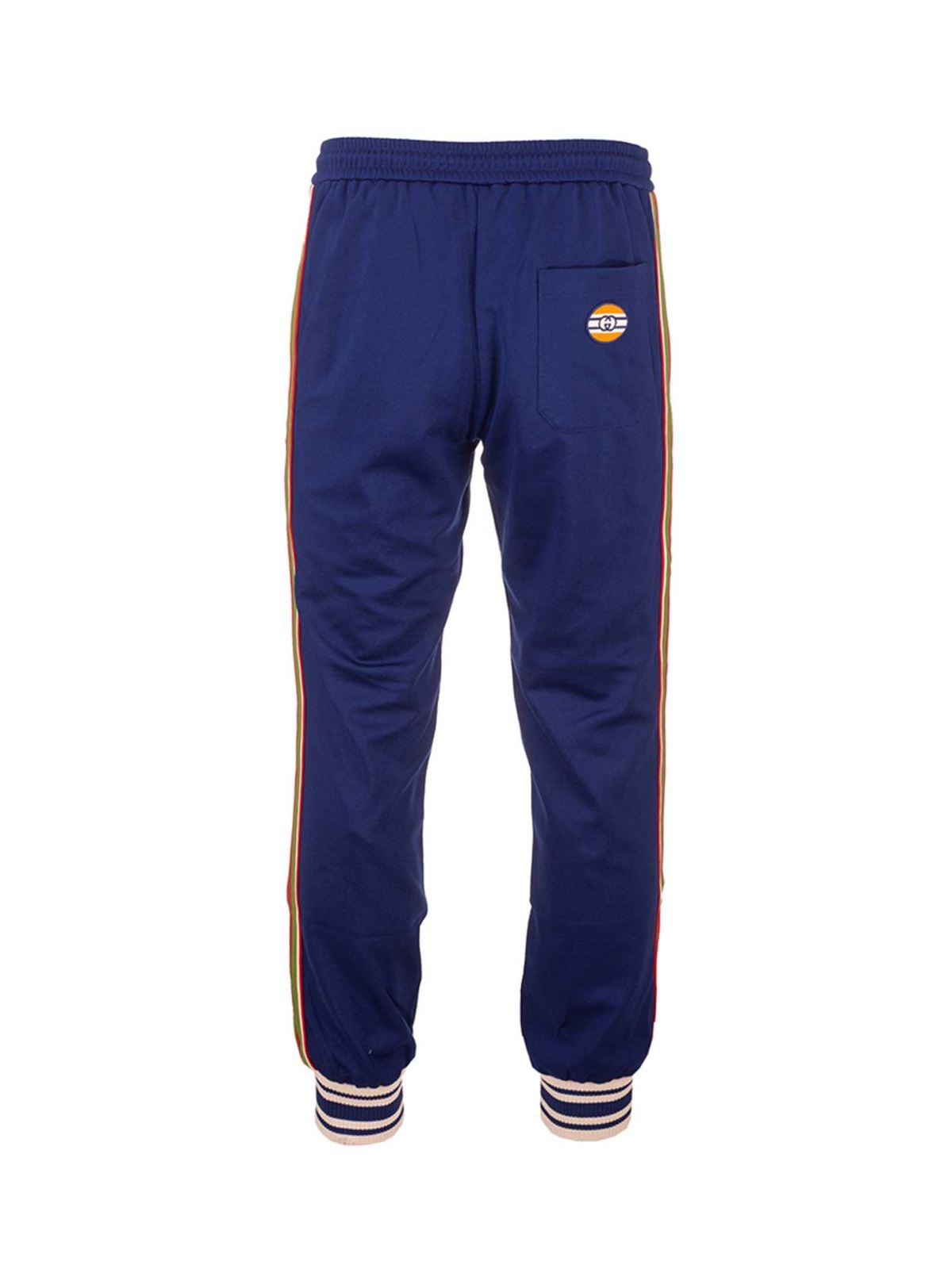 Gucci - Side bands tracksuit pants in blue - tracksuit bottoms ...