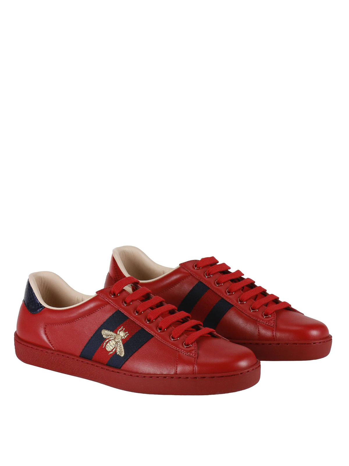 Gucci - Ace Web detail leather sneakers 