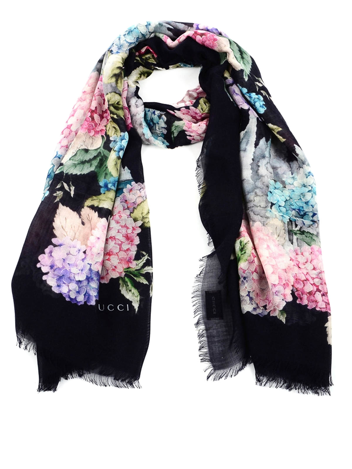 Scarves Gucci - Hydrangea print cashmere scarf - 4527203G6394172
