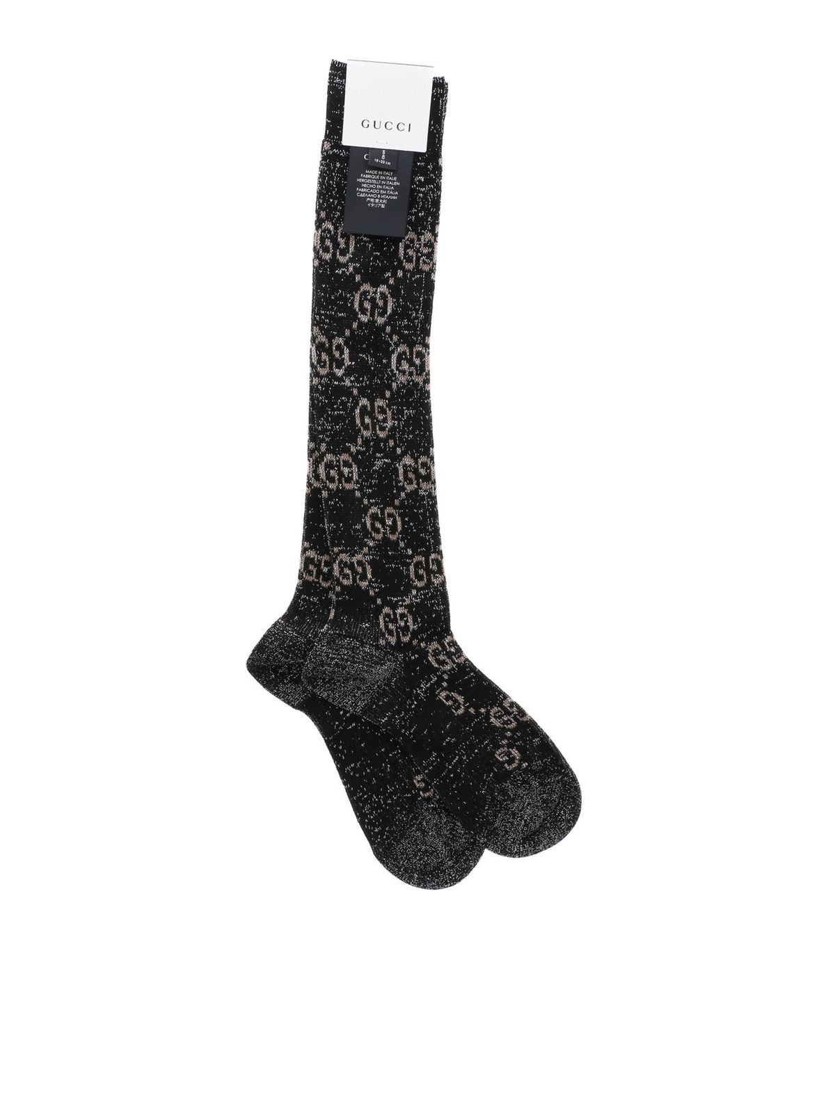 Gucci GG black lamé socks 4765253G1991063