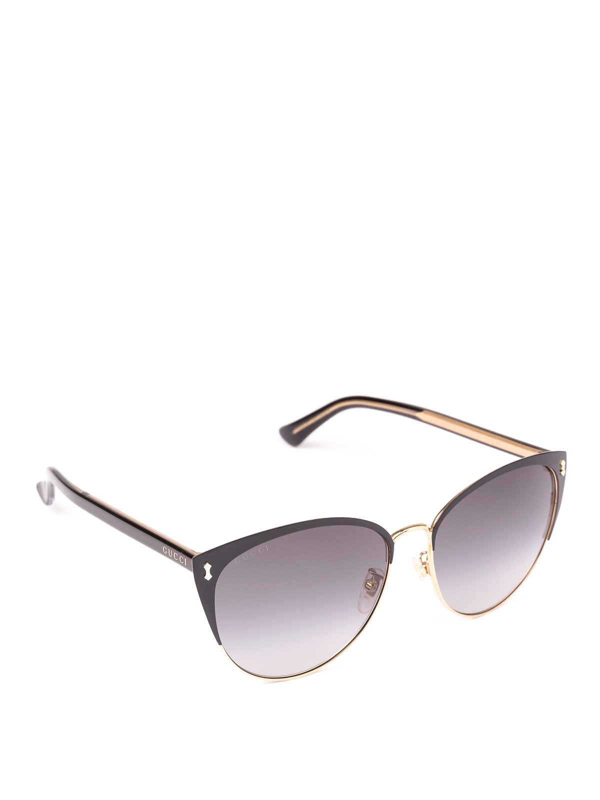 Black and gold metal frame cat eye sunglasses