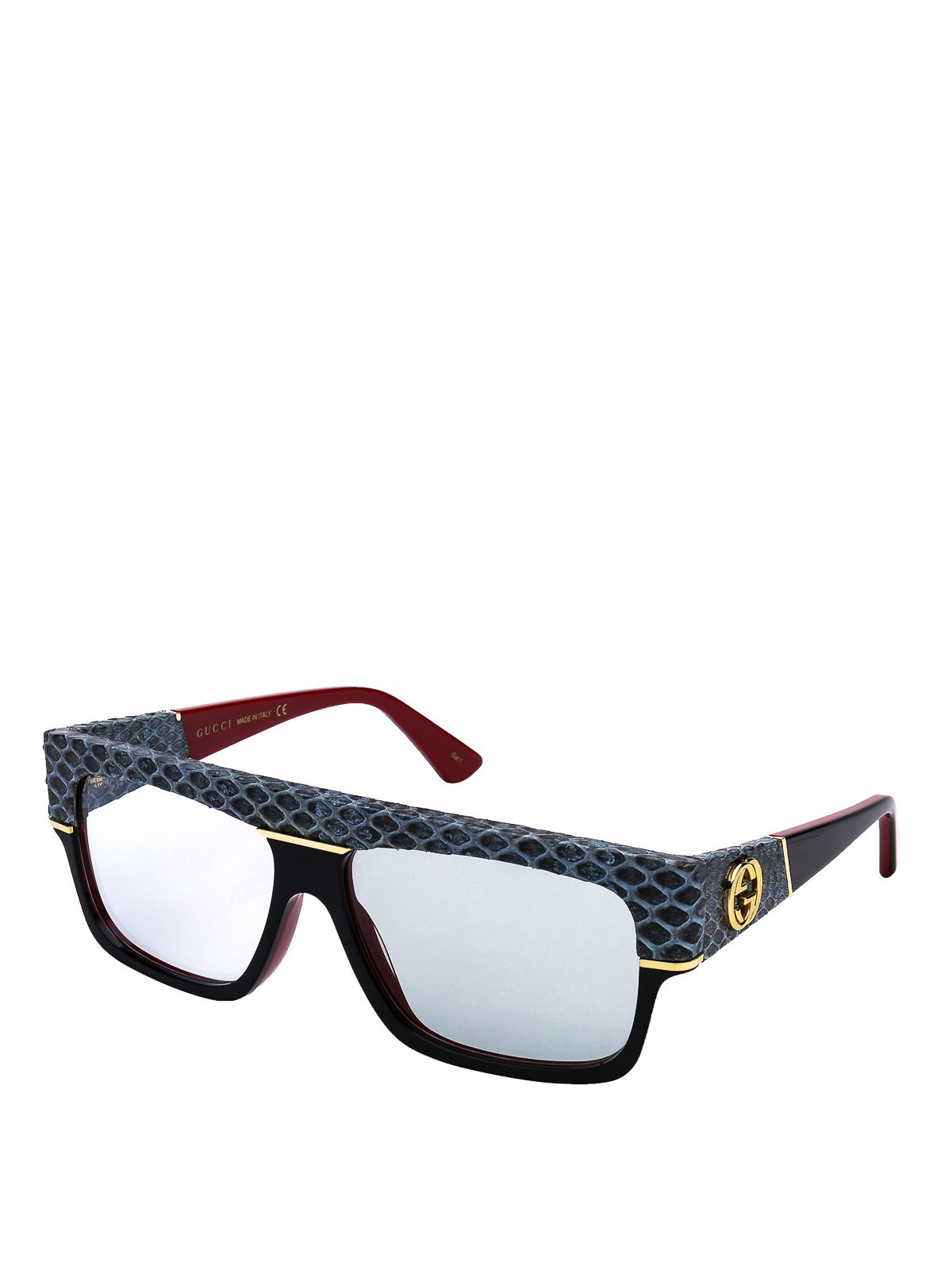 Grey python print acetate sunglasses 