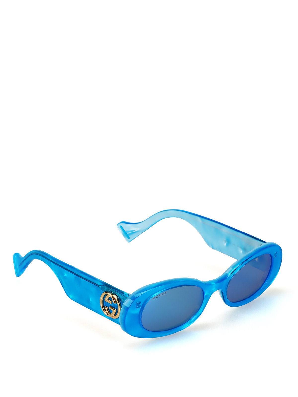 korrekt øve sig Vedhæft til Sunglasses Gucci - Pearly light blue oval sunglasses - GG0517S006