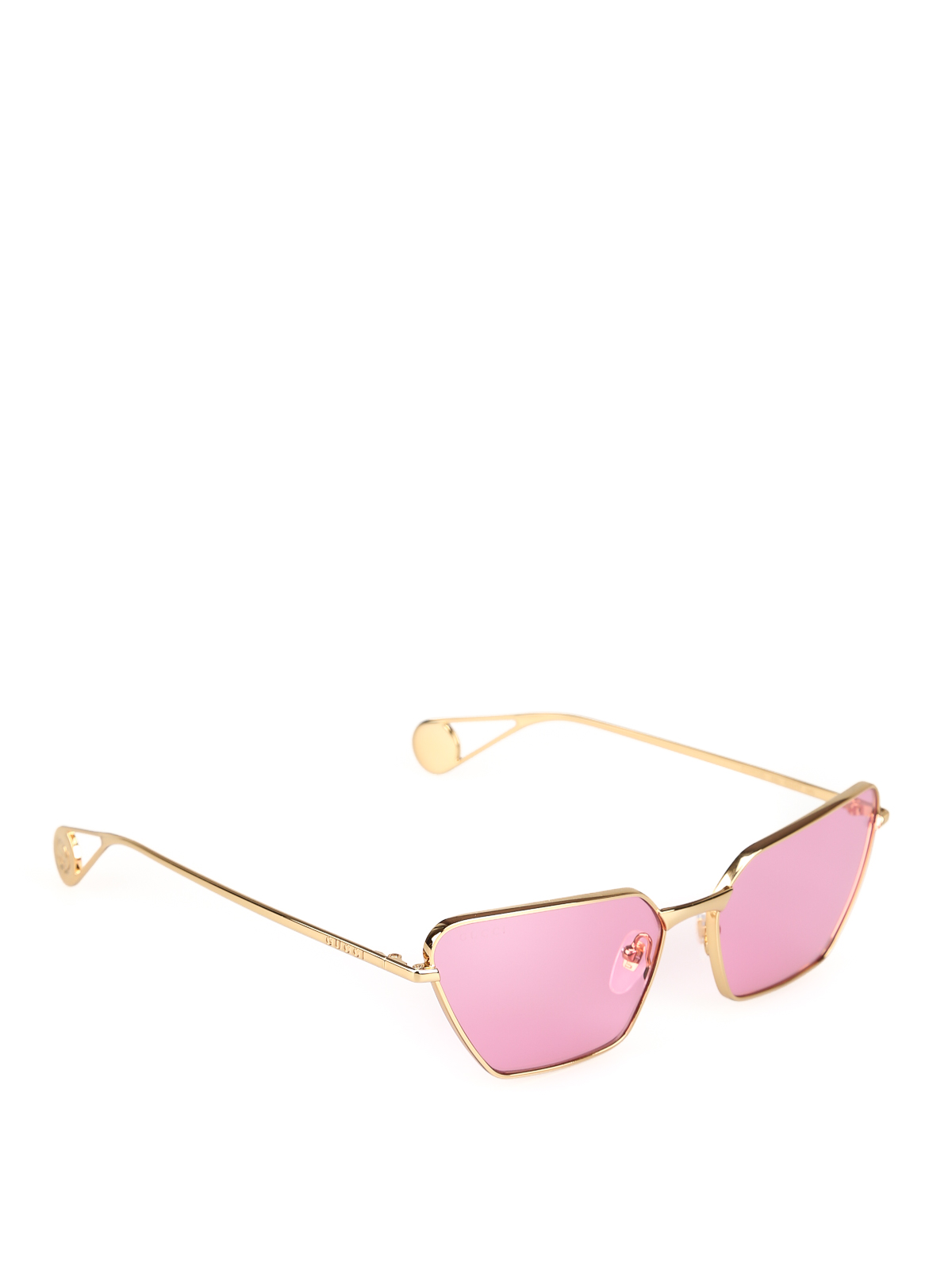 Pink lens gold-tone metal sunglasses 