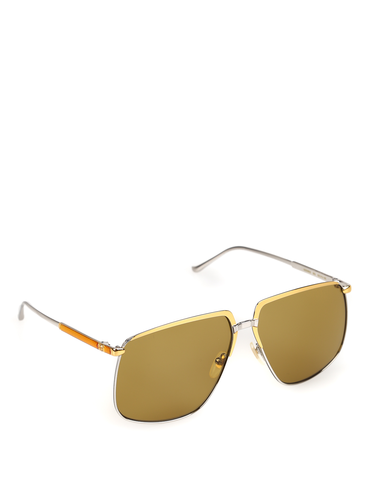 gucci silver tone aviator sunglasses