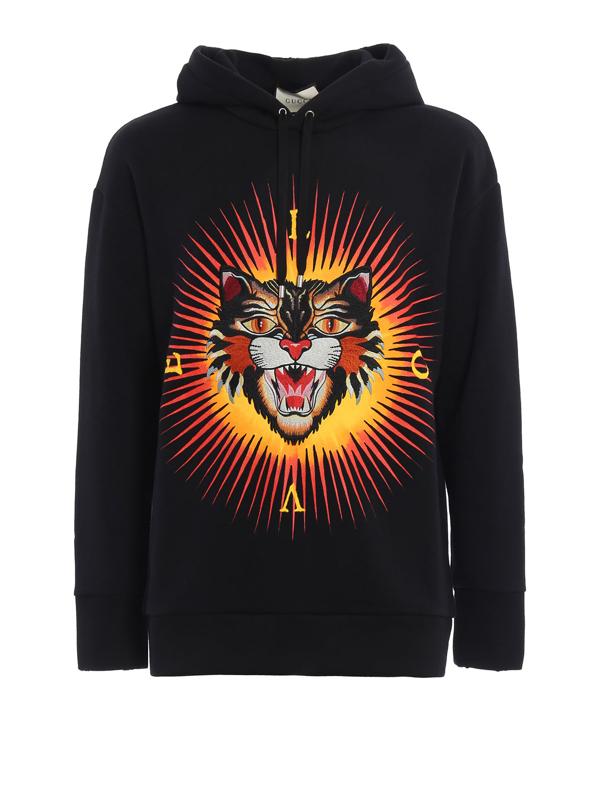 Gucci - Embroidered Angry Cat patch hoodie - Sweatshirts & Sweaters ...