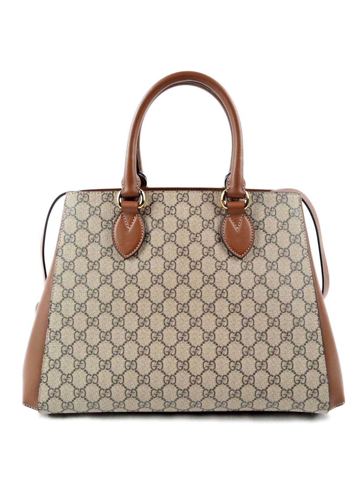 Gucci - GG Supreme and leather tote bag - totes bags - 453704KHNKG8534