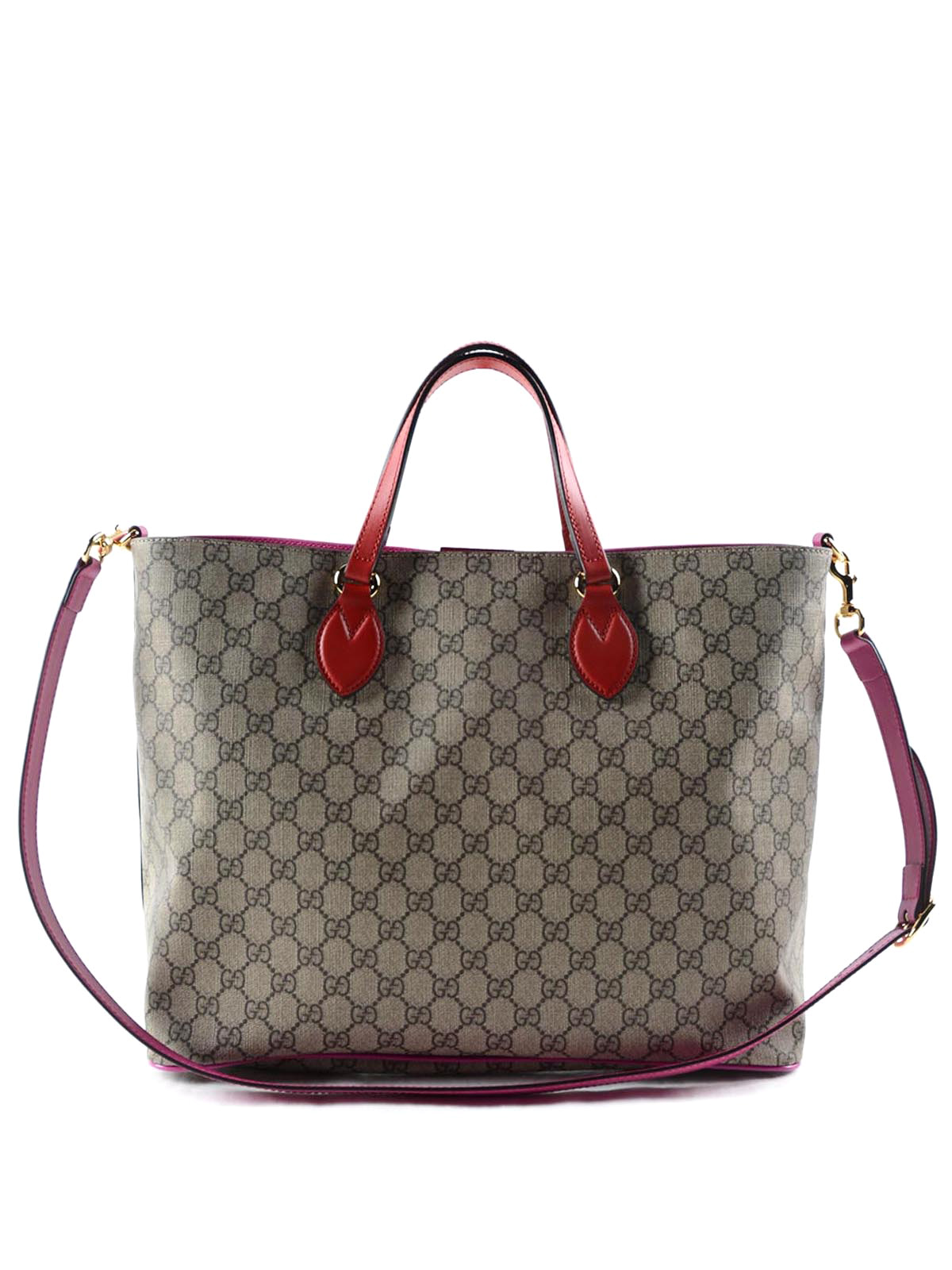Gucci - Original GG and leather soft tote - totes bags - 453705 K5I3G 9784