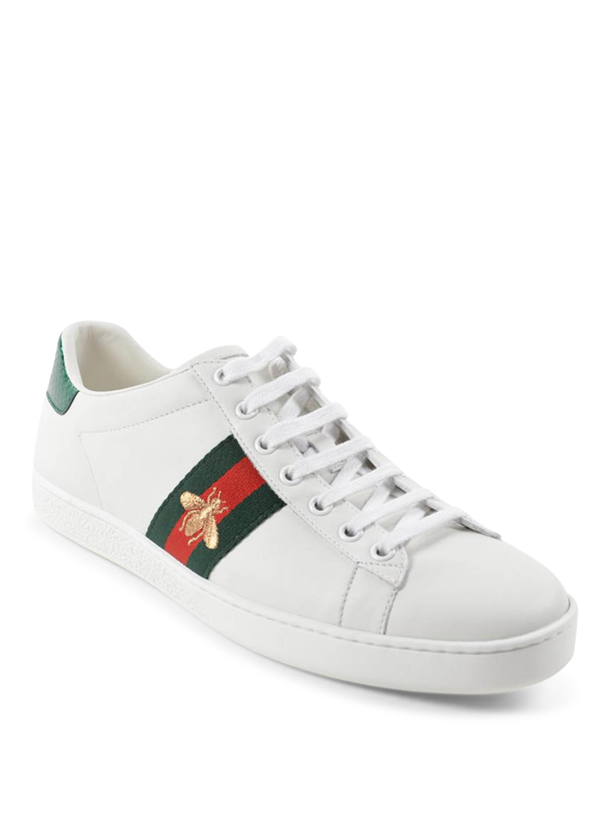 Embroidered bee leather sneakers by Gucci - trainers | iKRIX