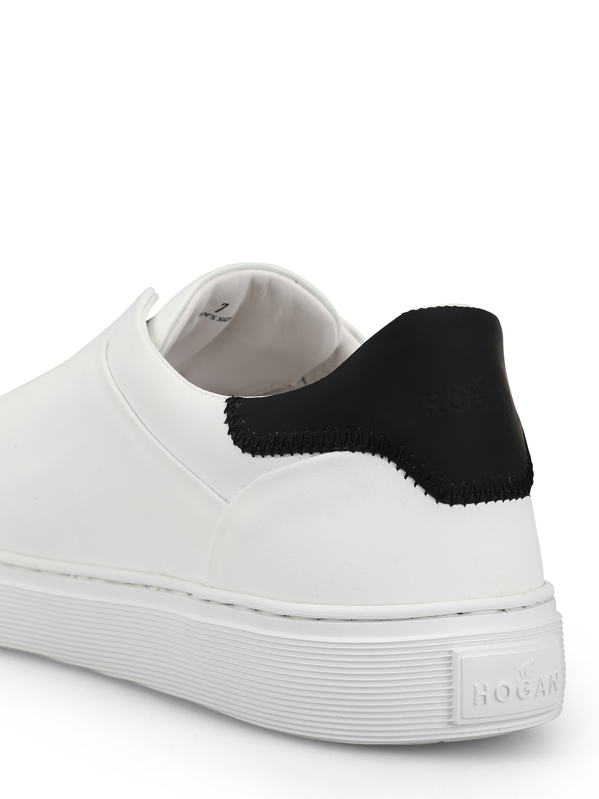 white leather slip on trainers