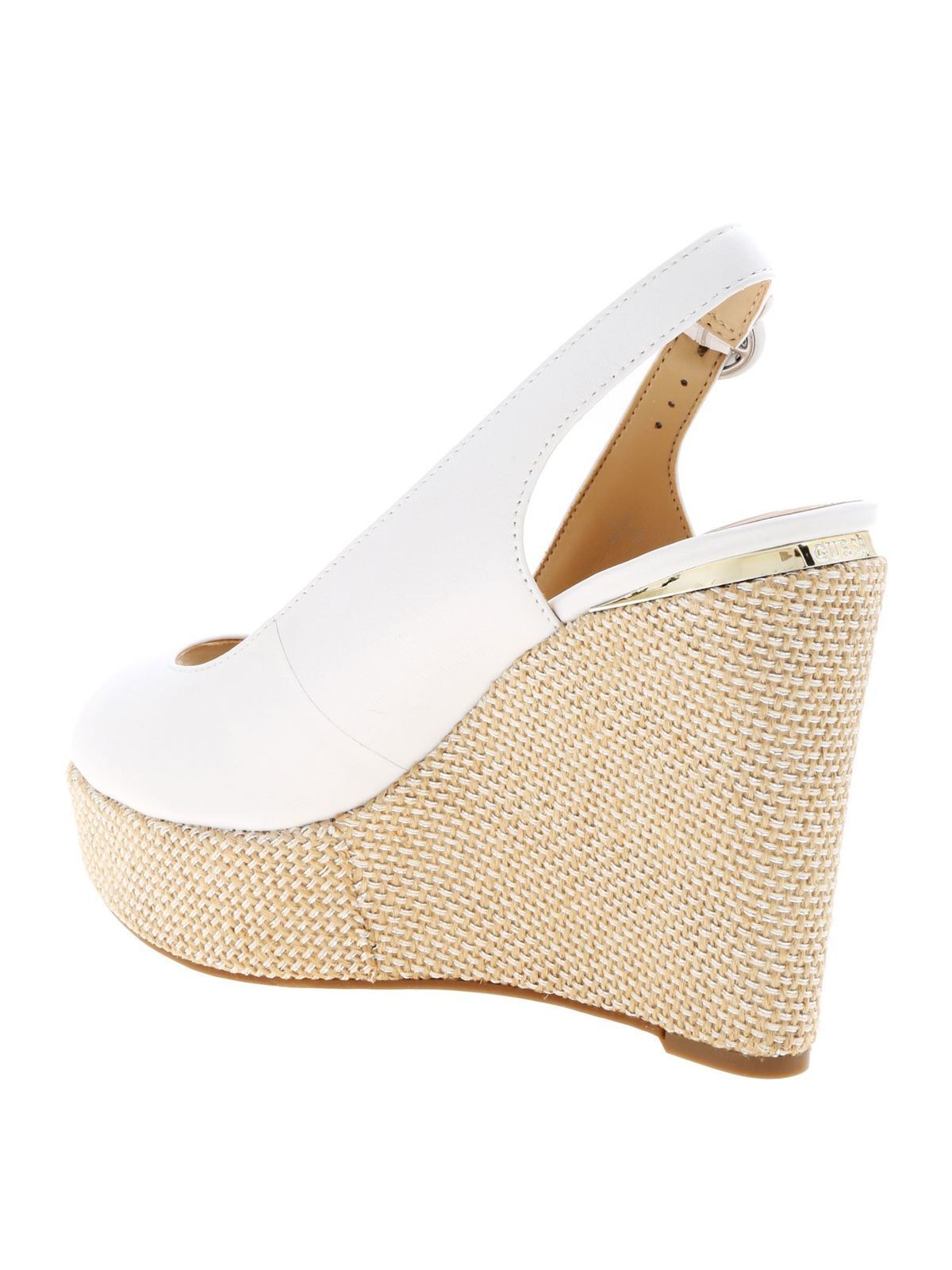 Guess - Hardy wedges in white leather - sandals - FL6HRDLEA04WHITE