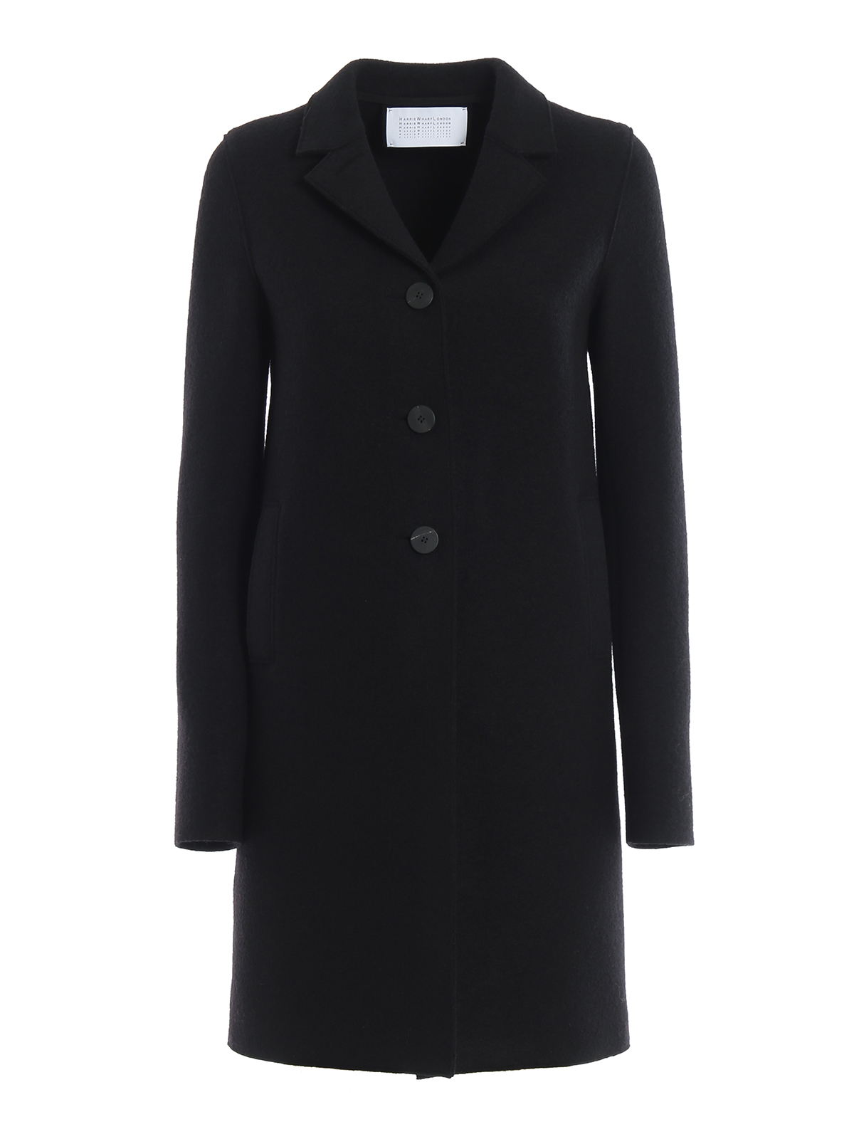 Knee length coats Harris Wharf London - Black boiled wool boxy coat ...