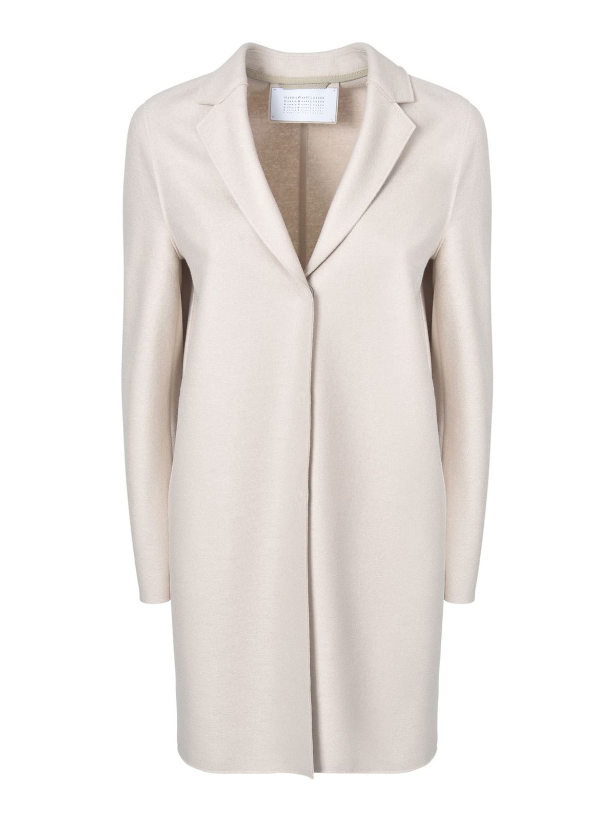 Harris Wharf London - Oval shape coat in cream color - knee length ...