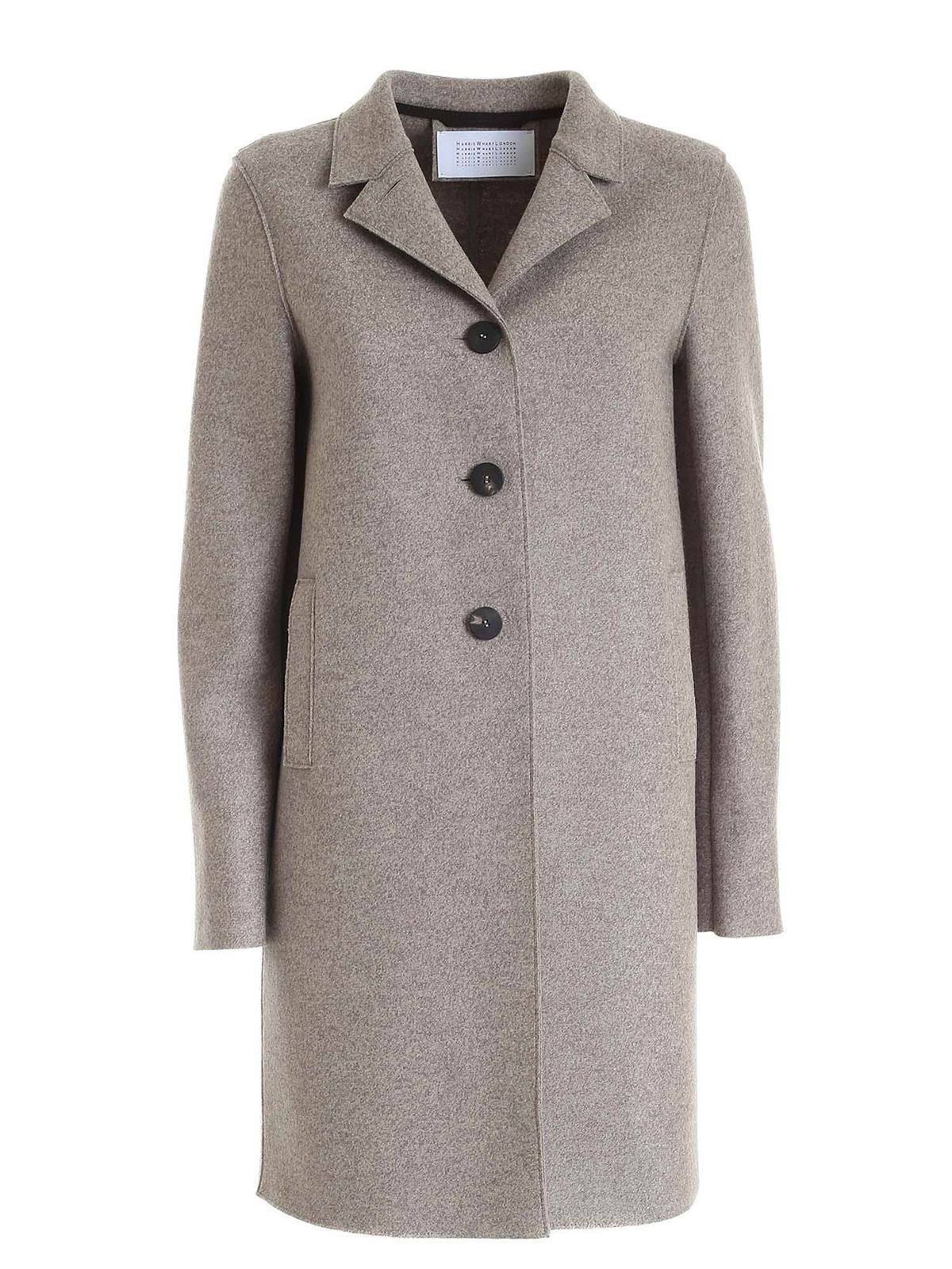 Knee length coats Harris Wharf London - Virgin wool coat in dove grey ...