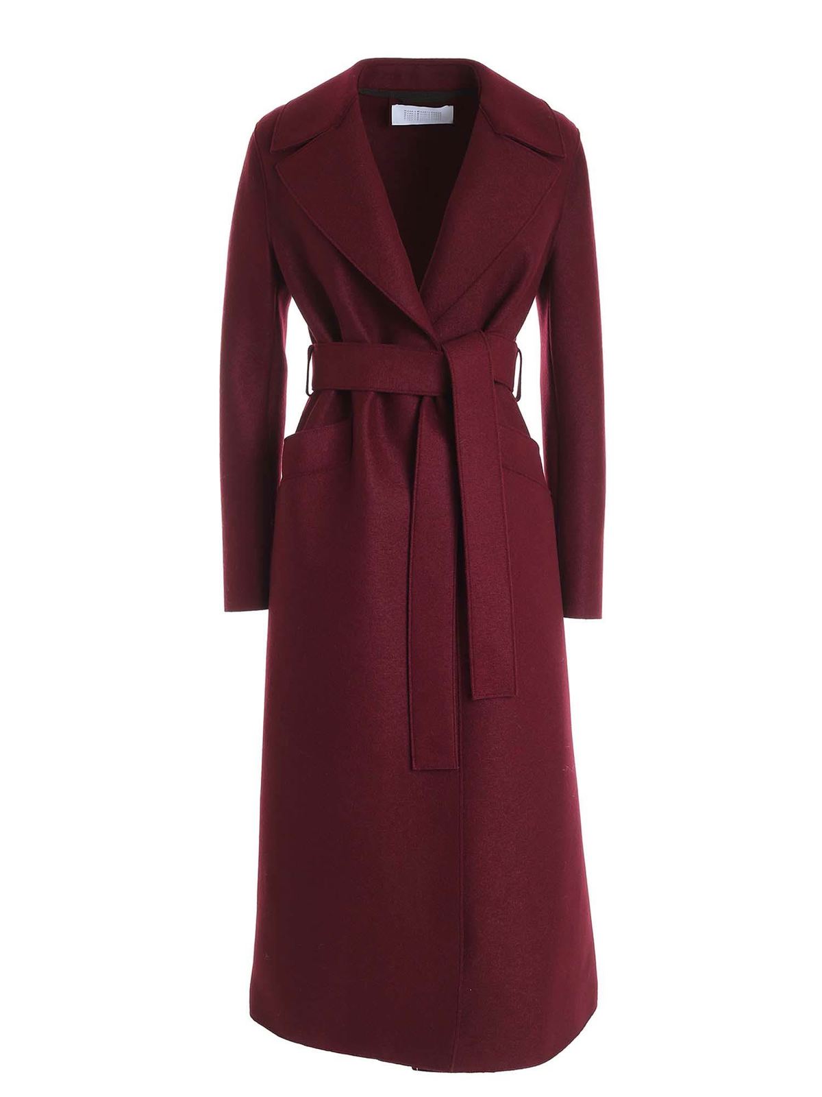 Long coats Harris Wharf London - Virgin wool coat in burgundy color ...