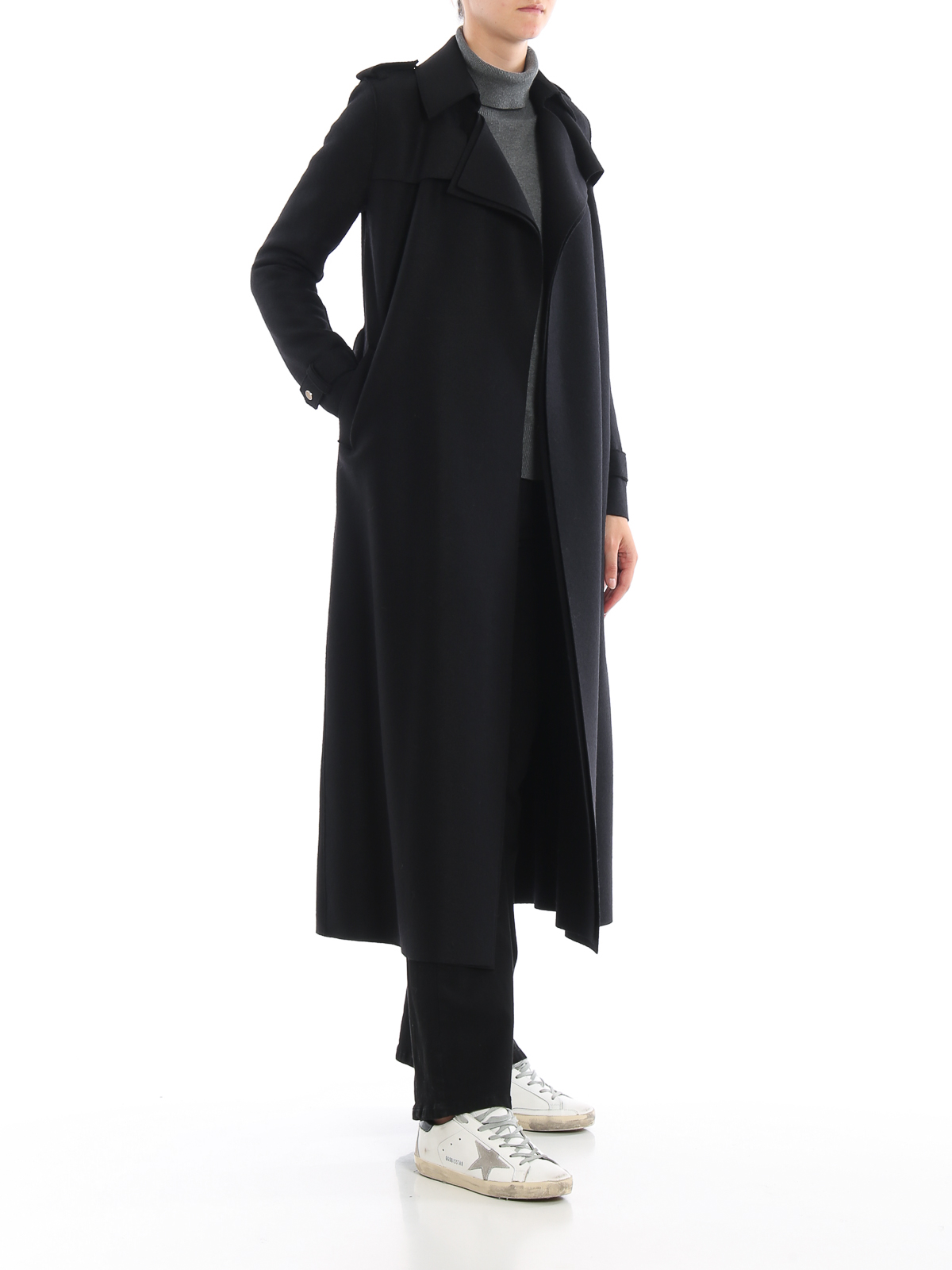 Mens Clothing Coats Long coats and winter coats Harris Wharf London Wool Coat in Black for Men 