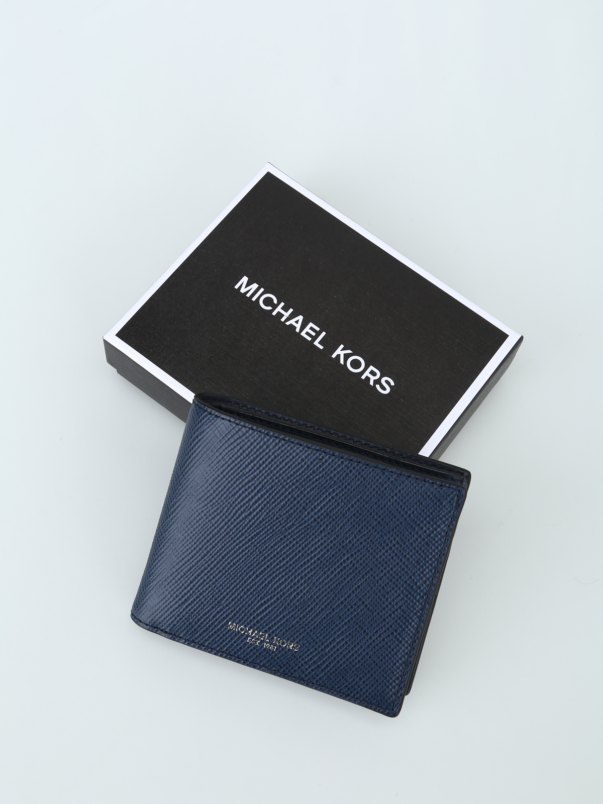 Wallets & purses Michael Kors - Harrison navy saffiano bi-fold wallet ...