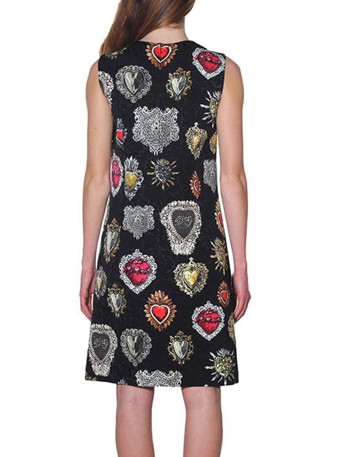Knee length dresses Dolce & Gabbana - Heart print brocade shift dress -  F68H7THSMPKHNM69