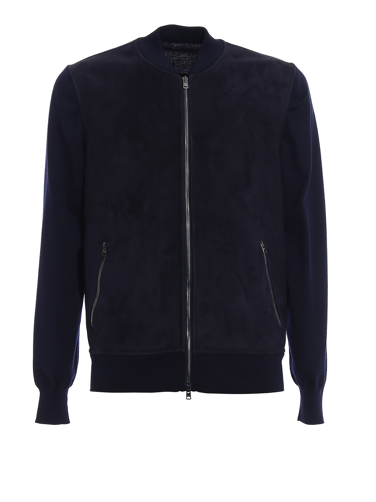 Bombers Herno - Suede front knitted wool bomber - PL0069U180019201