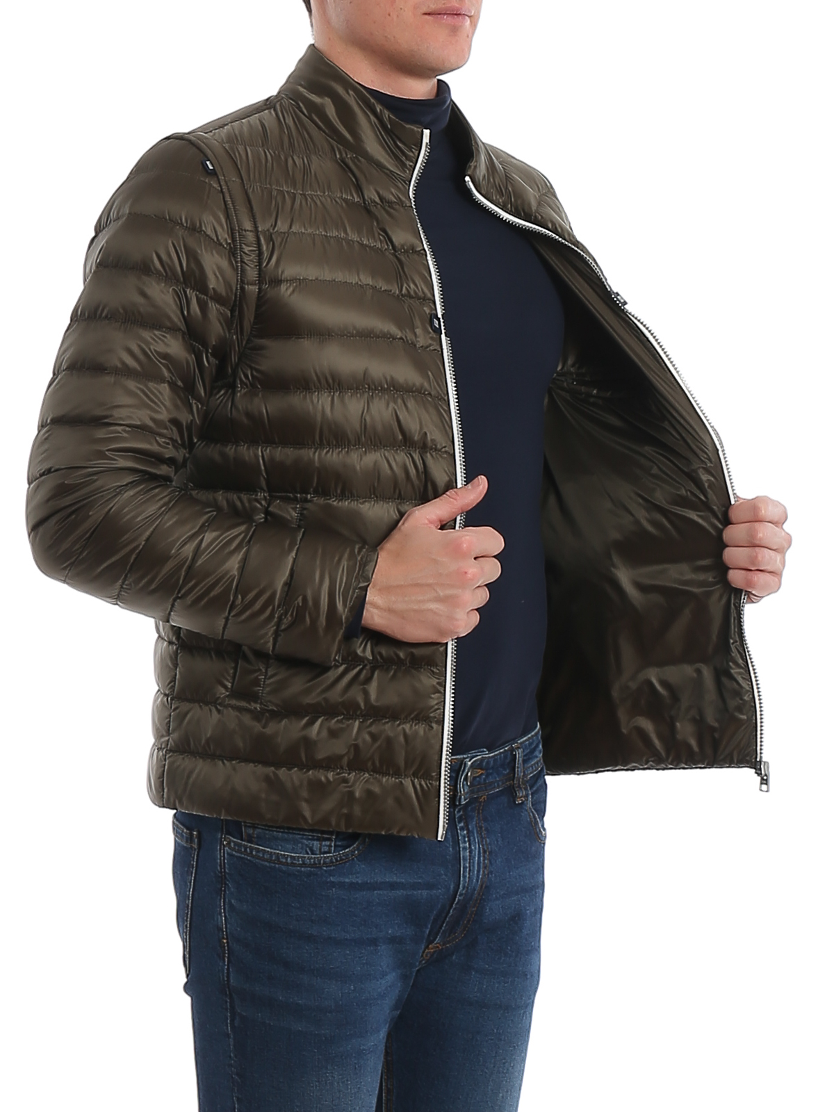 puffer jacket with removable sleeves