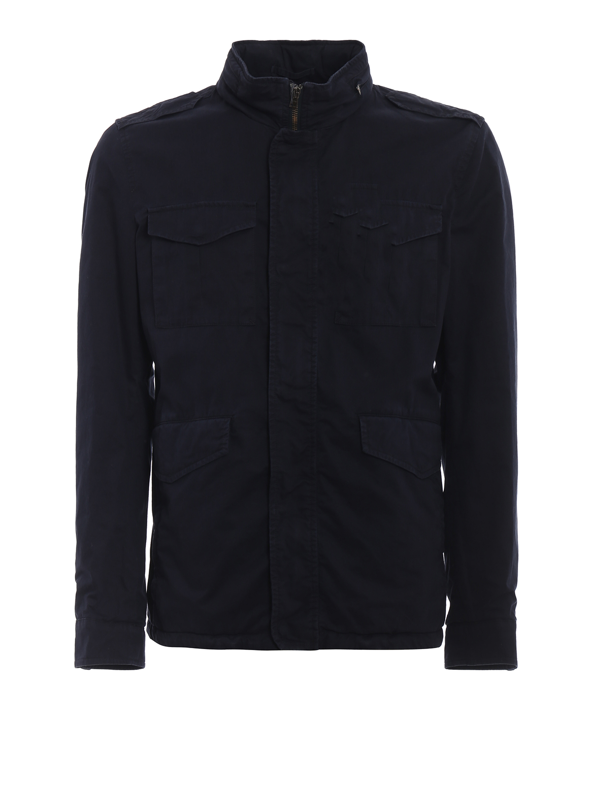 Casual jackets Herno - Navy blue cotton field jacket 