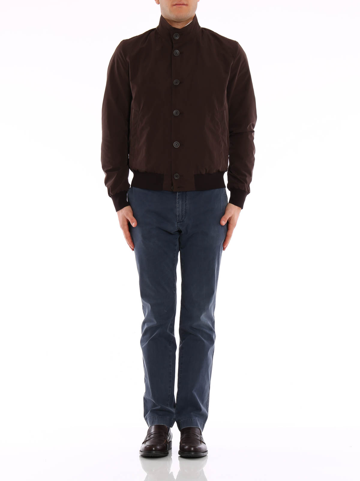 buttoned bomber jacket