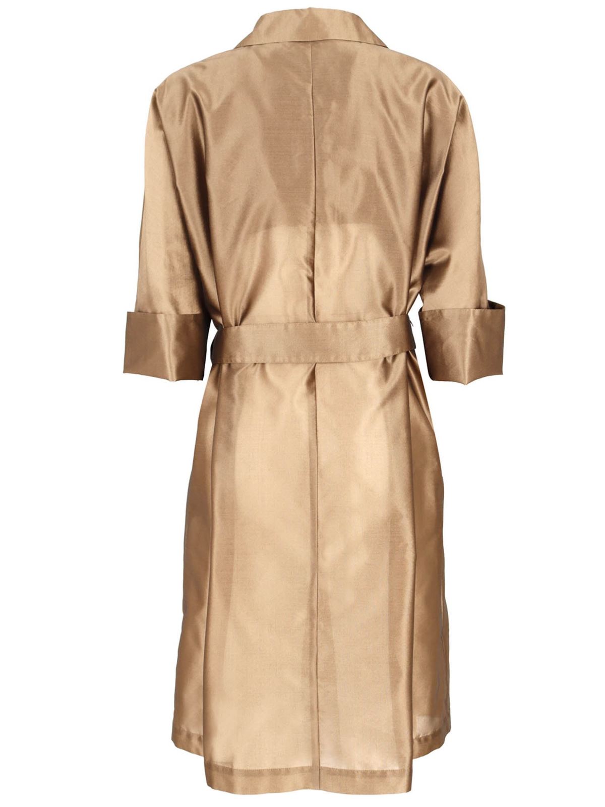Knee length coats Herno Belted trench coat in bronze color
