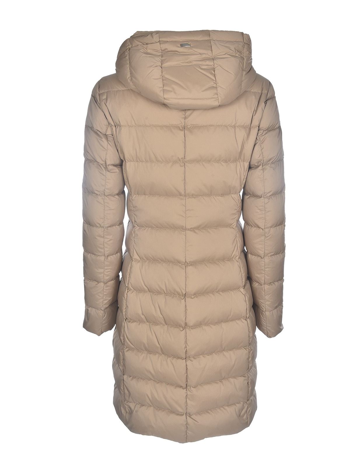 Herno - Long quilted down jacket in beige - padded coats - PI1149D192882155