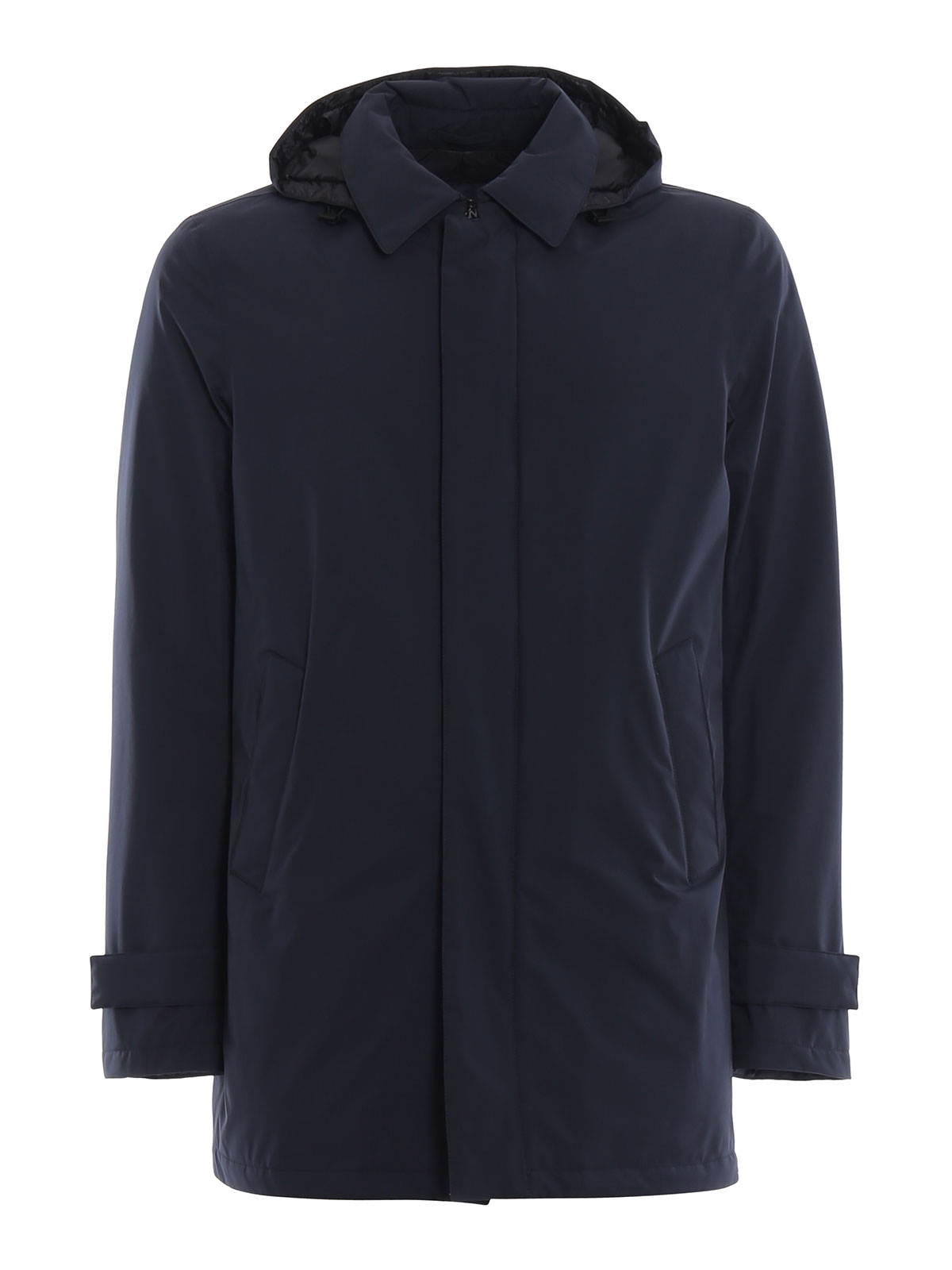 Padded coats Herno - Laminar matte blue hooded raincoat - PI001UL111219201