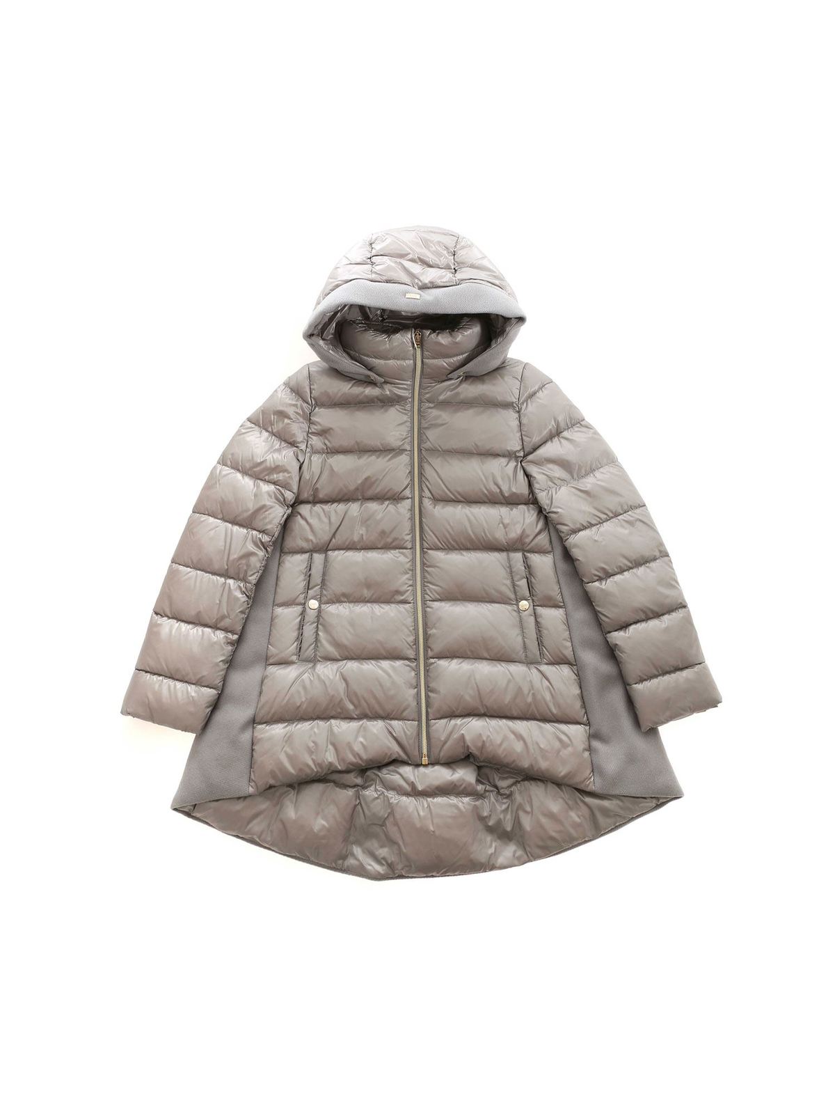Herno - Logo quilted down jacket in pearl grey - padded coats ...