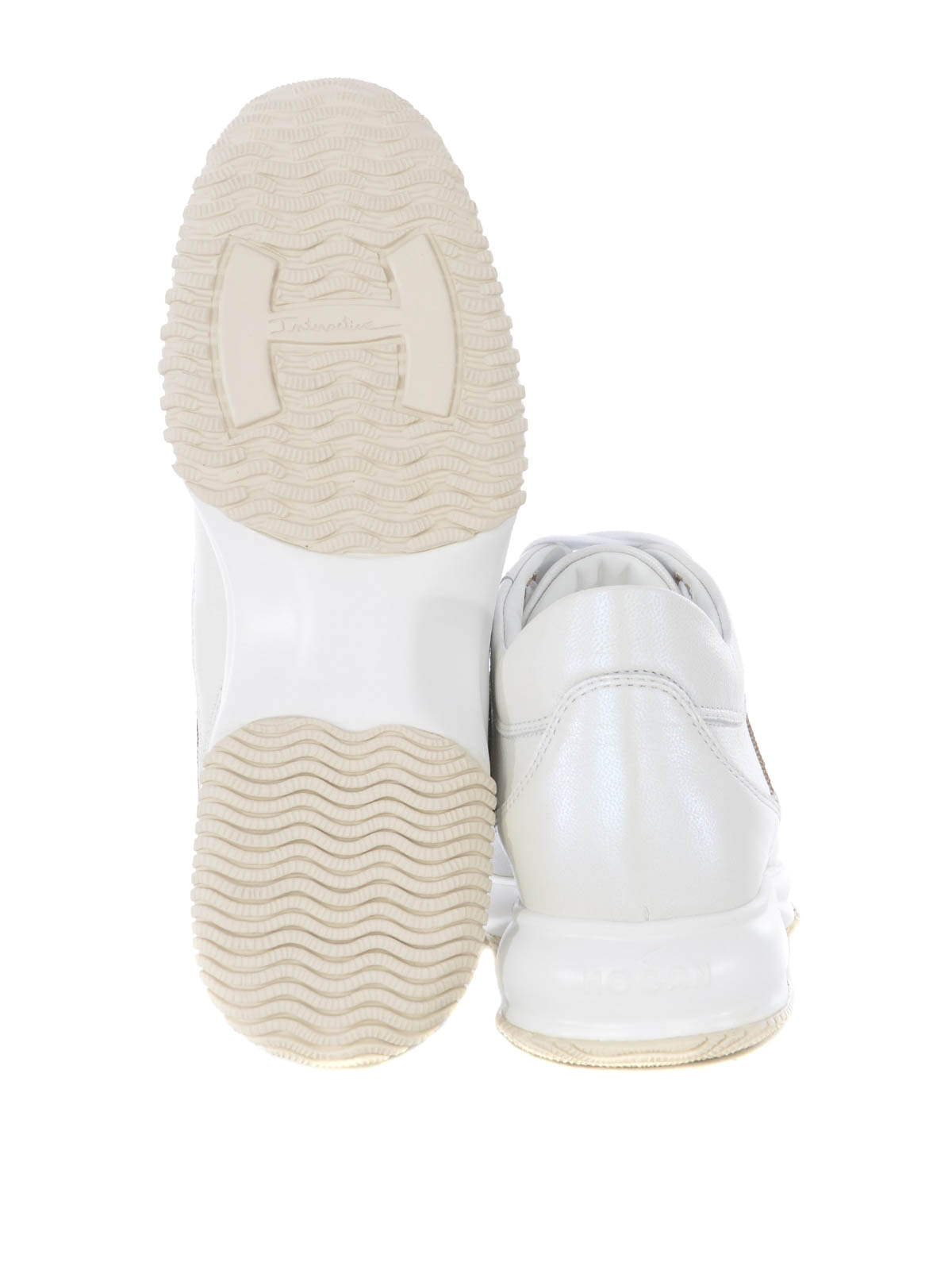 Sneakers Hogan - Interactive in pelle con paillettes dorate -  HXW00N05641J7TB001