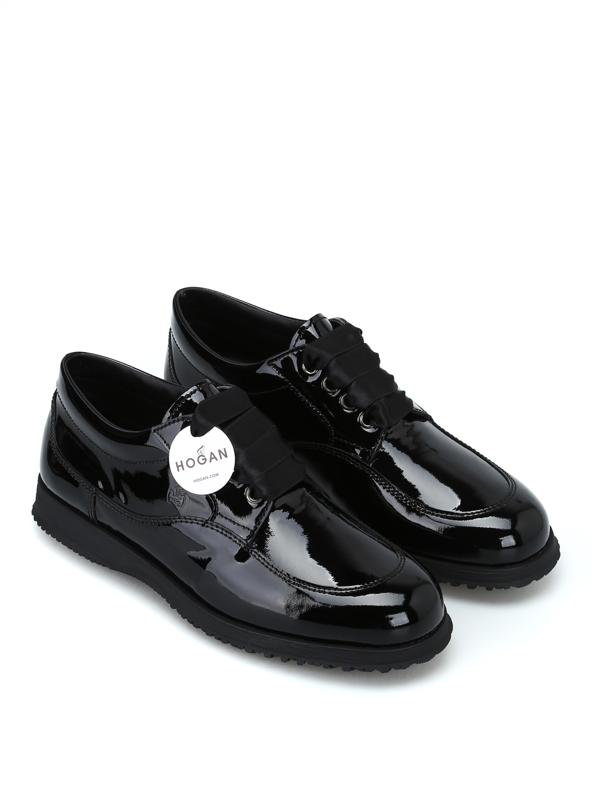 Chaussures à lacets Cuir Hogan en coloris Noir Femme Chaussures Chaussures plates Chaussures et bottes à lacets 