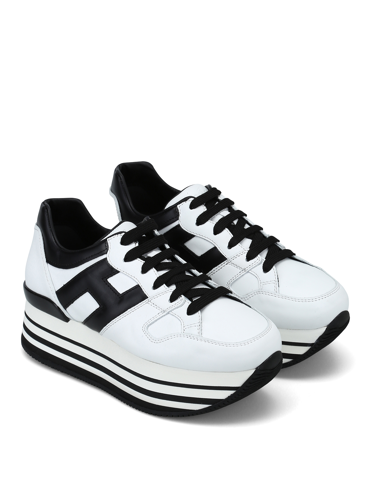 Hogan - H283 white and black leather sneakers - trainers -  HXW2830T548HQK0001