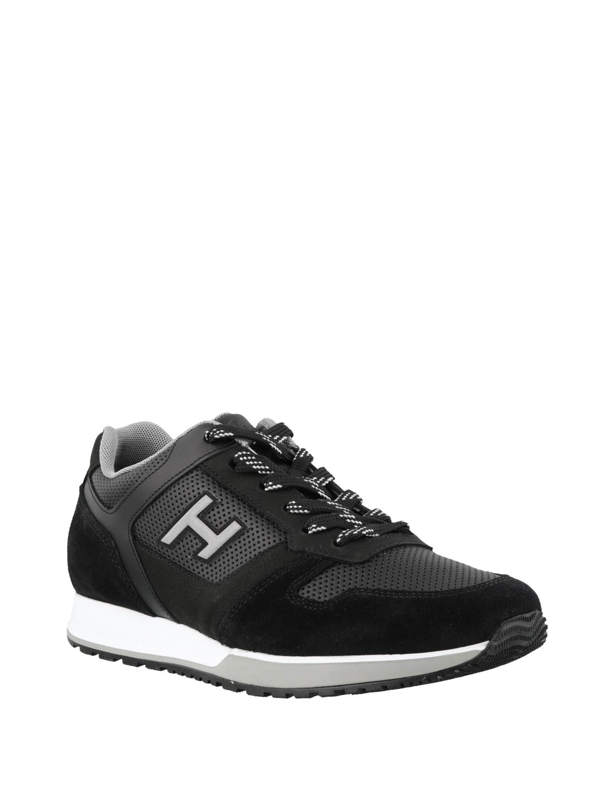 Trainers Hogan - H321 black nubuck and leather sneakers ...