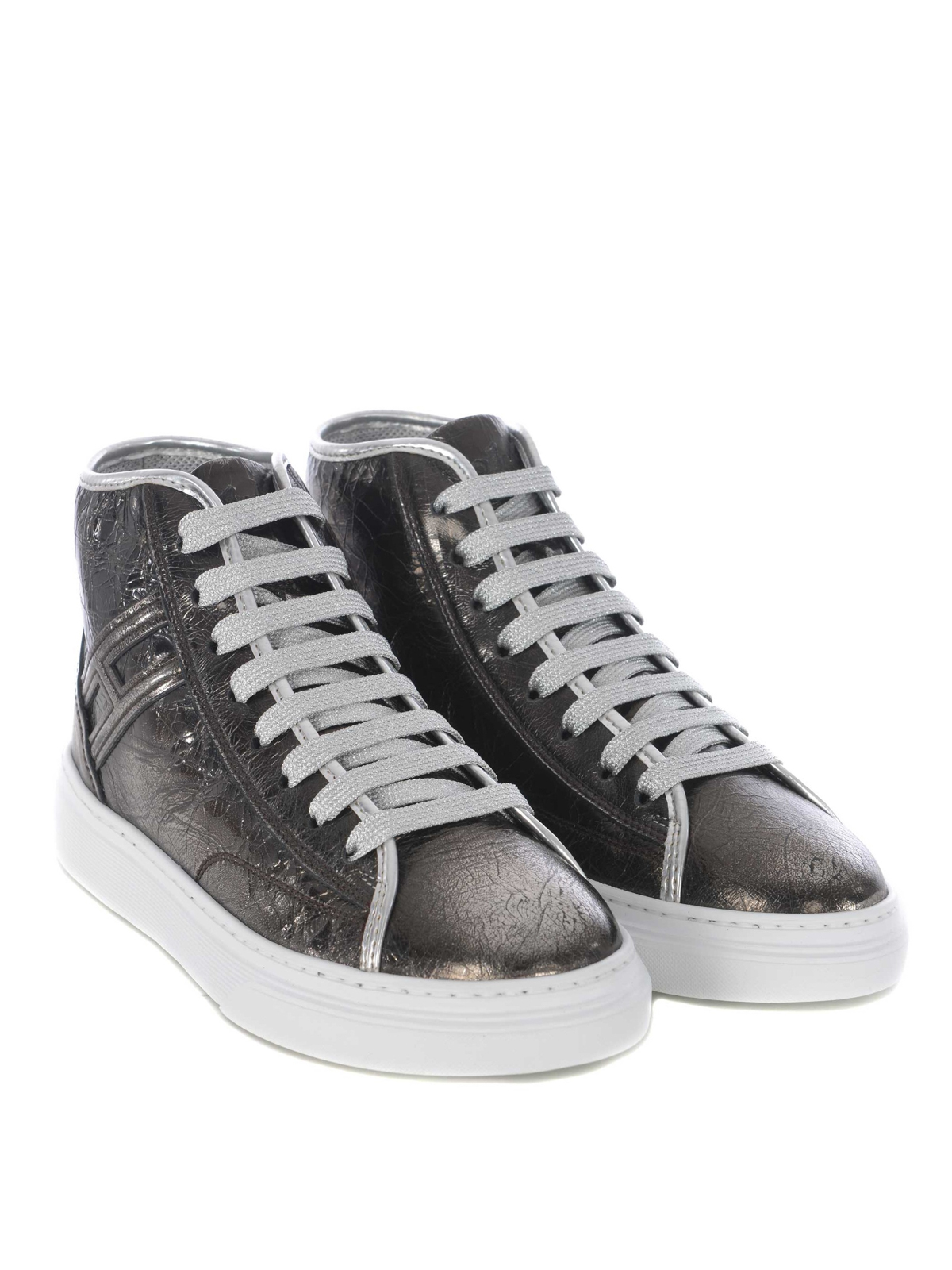 Trainers Hogan - H366 crackle leather high top sneakers - HXW3660J981J73B205