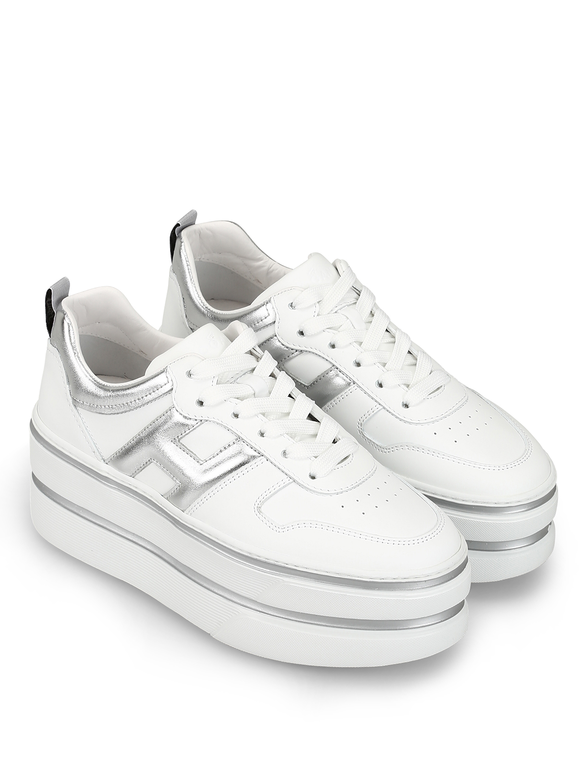 Trainers Hogan - H449 white leather oversized sneakers - GYW4490BS00I6W0351