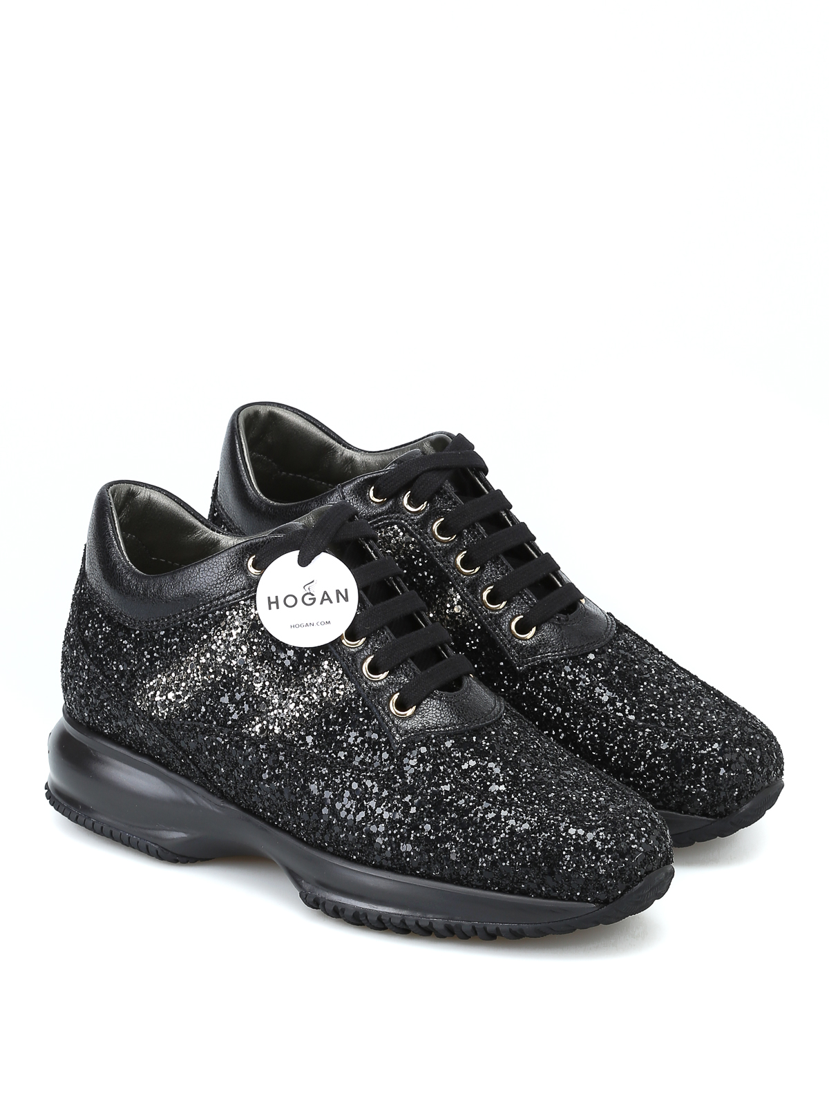 Hogan - Interactive black coarse glitter sneakers - trainers -  HXW00N0S360JEI0LKJ